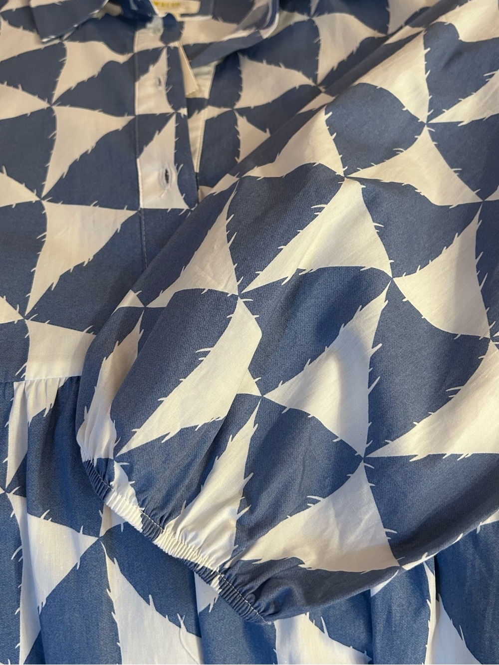 Maeve Bettina Shirtdress Blue and White Geometric NWT - Picture 10 of 12